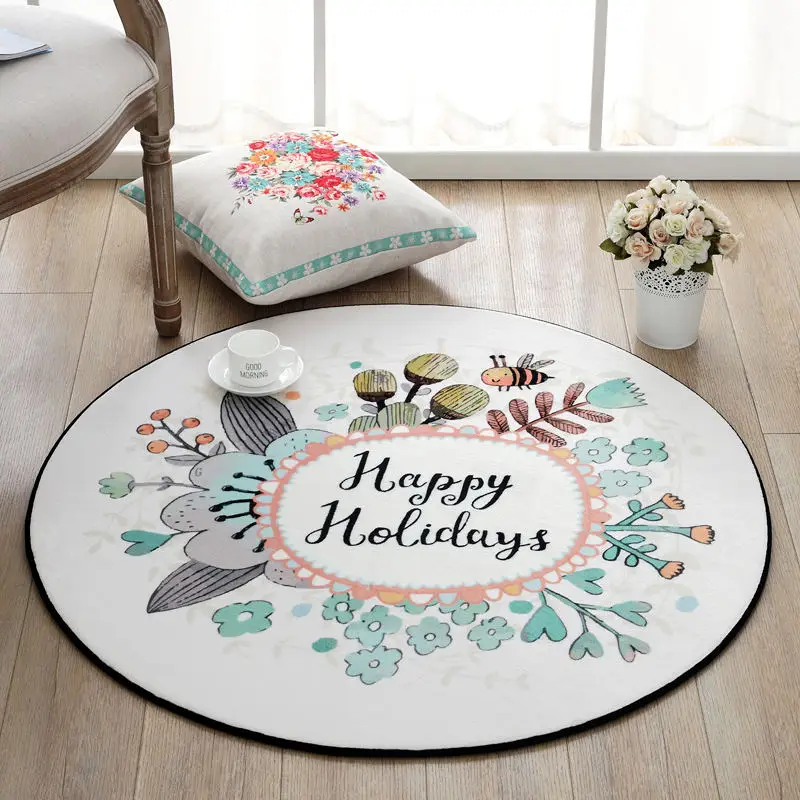 Милый напольный ковер для гостиной круглый нескользящий с мультяшным кроликом