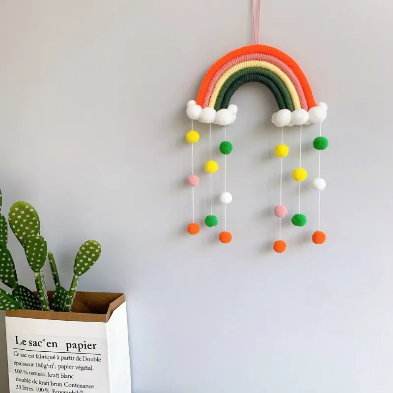 INS скандинавские шарики для волос облако Радужный гобелен украшение детской