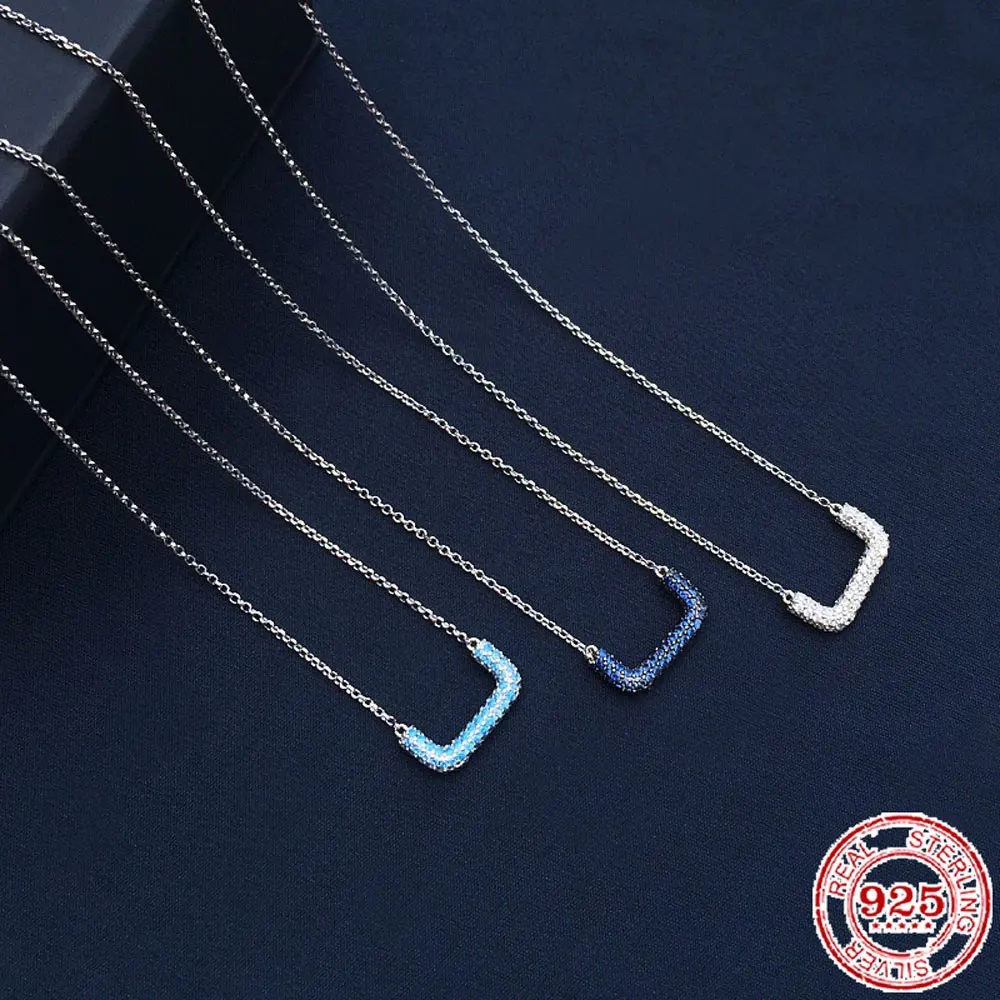 

100% Sterling Silver S925 Ladies Light Luxury Necklace Simple U-shaped Classic Necklace Female Fashion Jewelry Girlfriend Gift