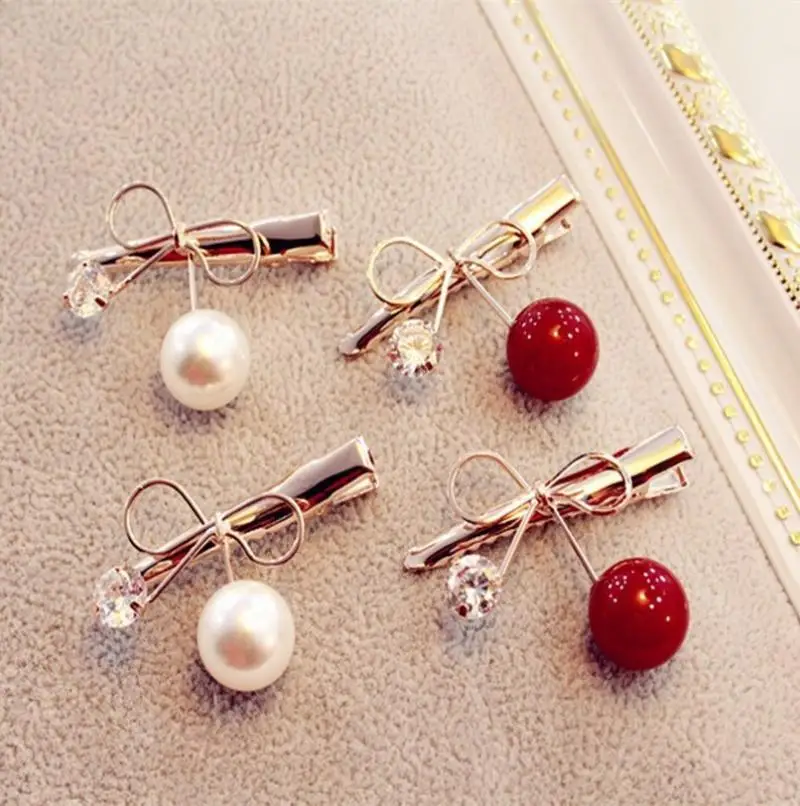 Женская заколка циркониевые заколки-вишенки бант мини-заколки для волос