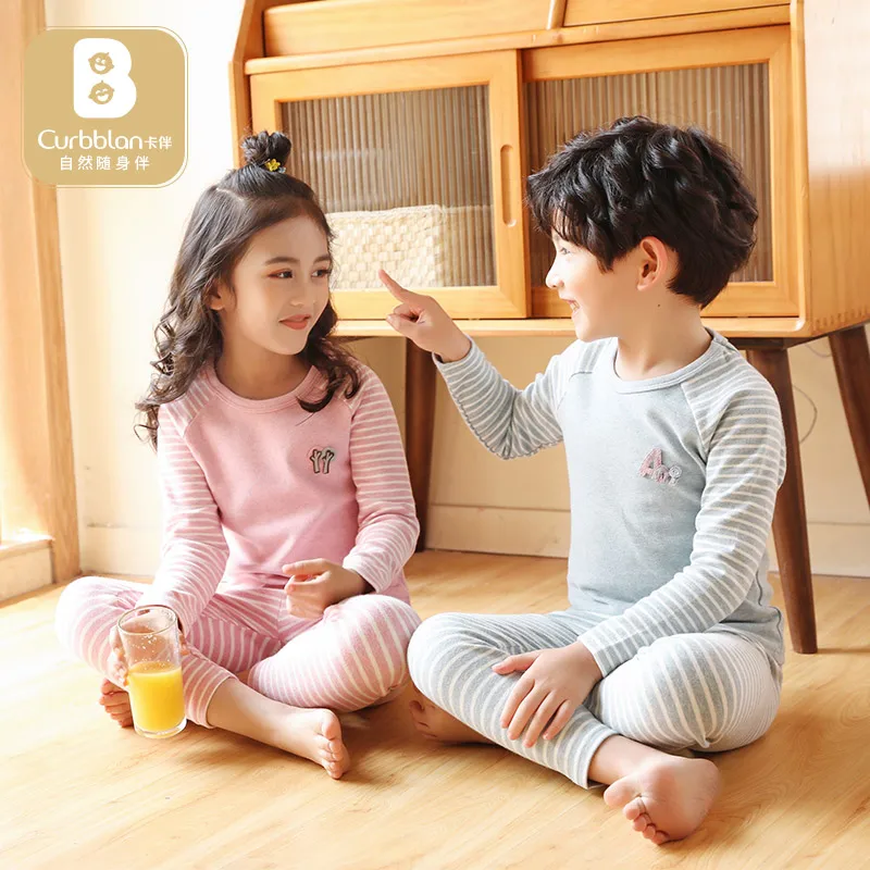 

Curbblan New 2021 Thermal Long John Underwear Boys Girls Children Clothing Warm Set 95% Cotton Autumn Kids Teenage Sleepwear