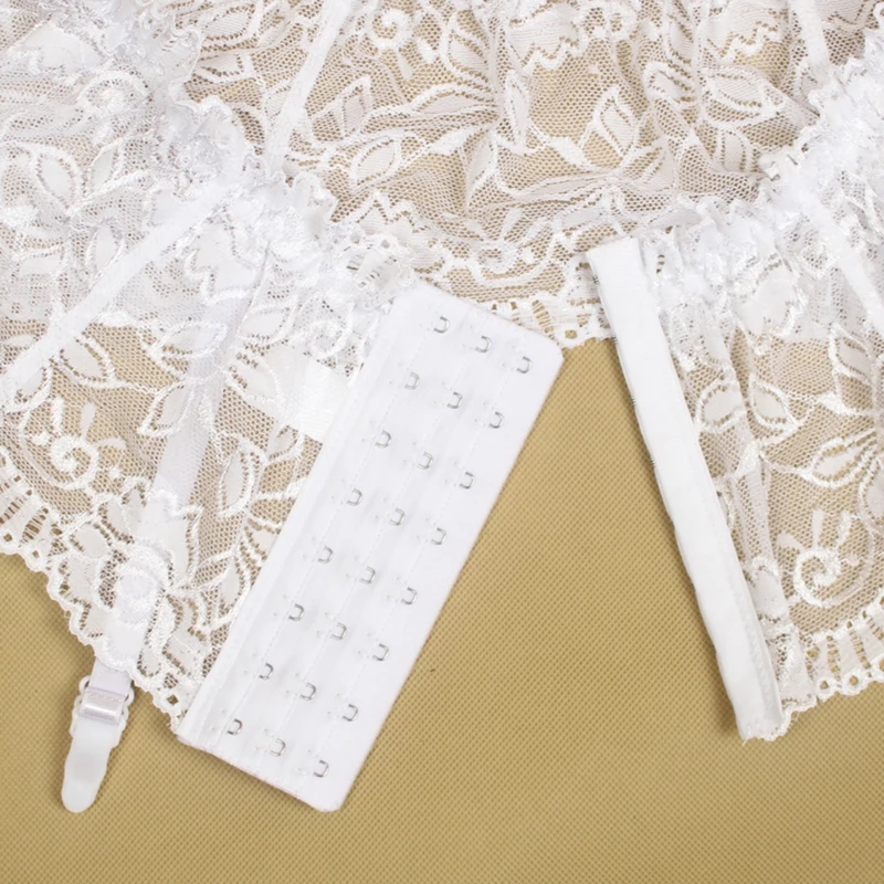 Пояс для чулок с застежкой Женский пикантный белый ультратонкий кружевной топ