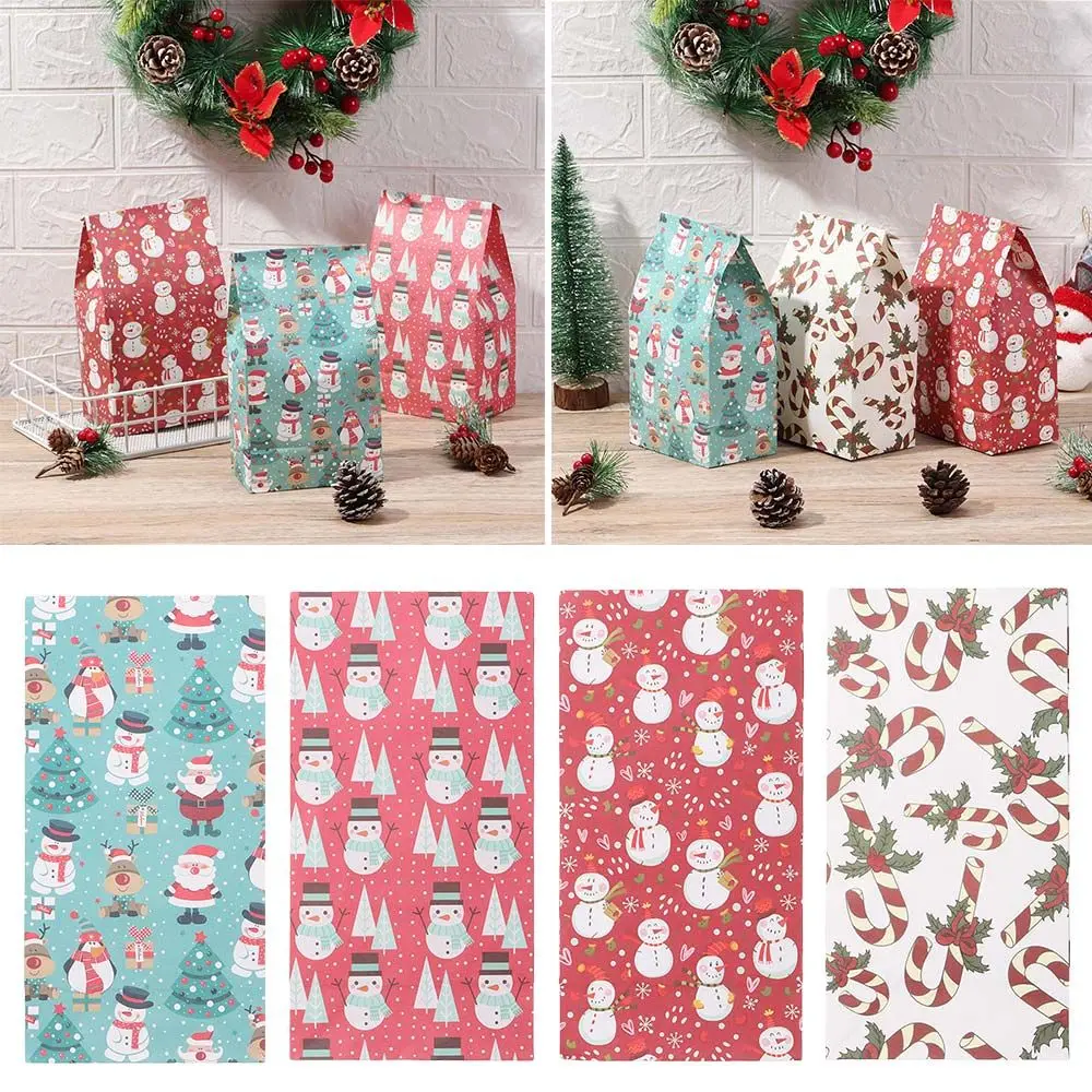 

Рождественская елка, снеговик, Санта, рождественские Подарочные Упаковочные пакеты, пакет из крафт-бумаги для конфет, печенья, праздничные ...