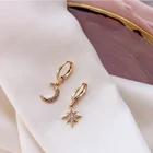 Серьги-кольца женские из серебра 925 пробы, золотого и серебряного цвета, асимметричные в форме Луны