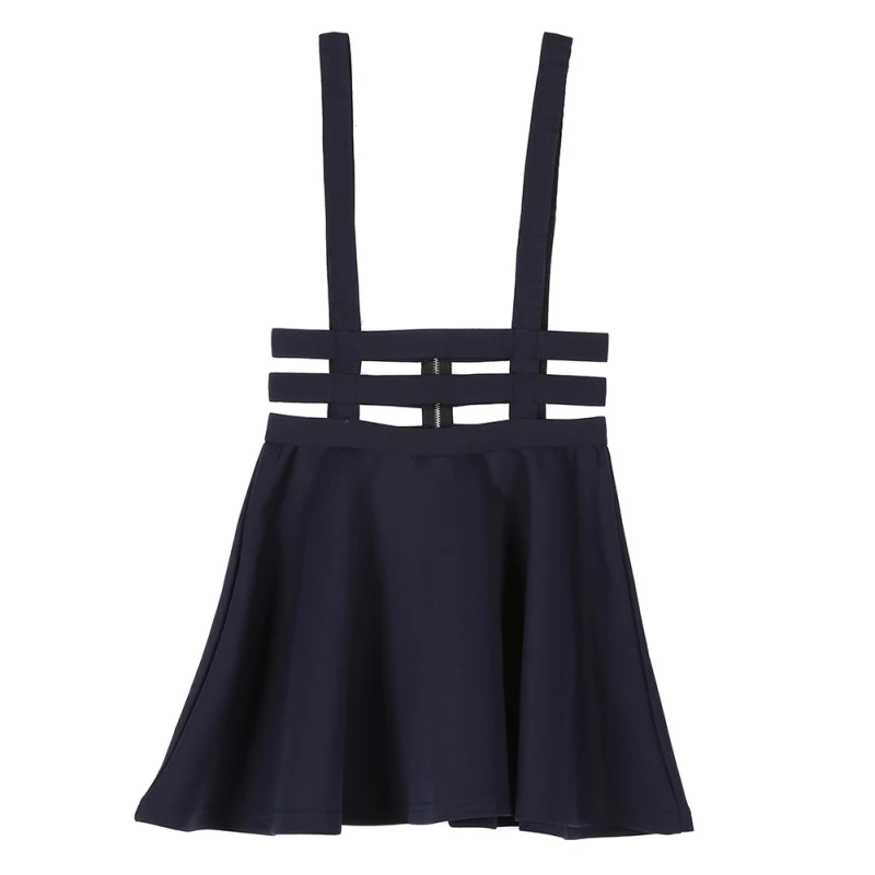 Dark Blue Женские Подтяжки мини-юбка в стиле ретро для девочек плиссированная для катания на коньках короткая юбка на подтяжках открытая юбка на молнии сзади - Цвет: Dark Blue