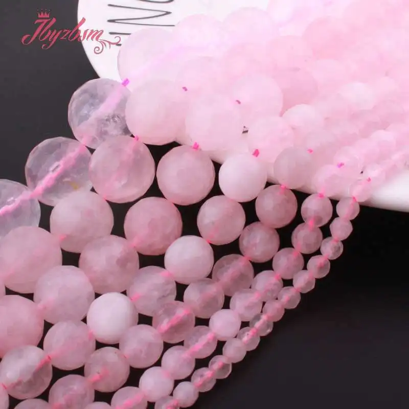 

Round Faceted Rose Quartzs Crystal Stone Spacer Loose Beads 15"for DIY Accessories Women Men Necklace Bracelets Jewelry Making