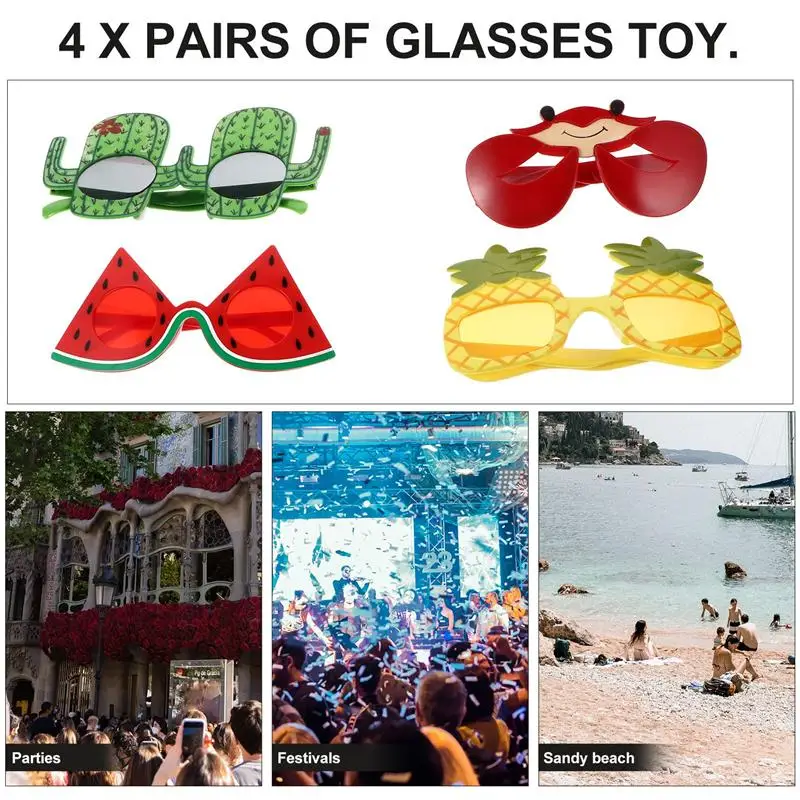 

4pcs Novelty Amusing Funny Eyeglasses Party Supplies Party Glasses for Kids Adults