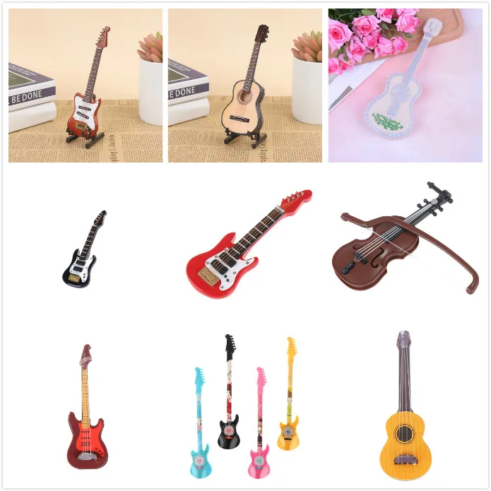 

Новинка 1:12 Миниатюрная Музыкальная электрогитара для кукольного домика Скрипка для детей музыкальная игрушка домашний декор