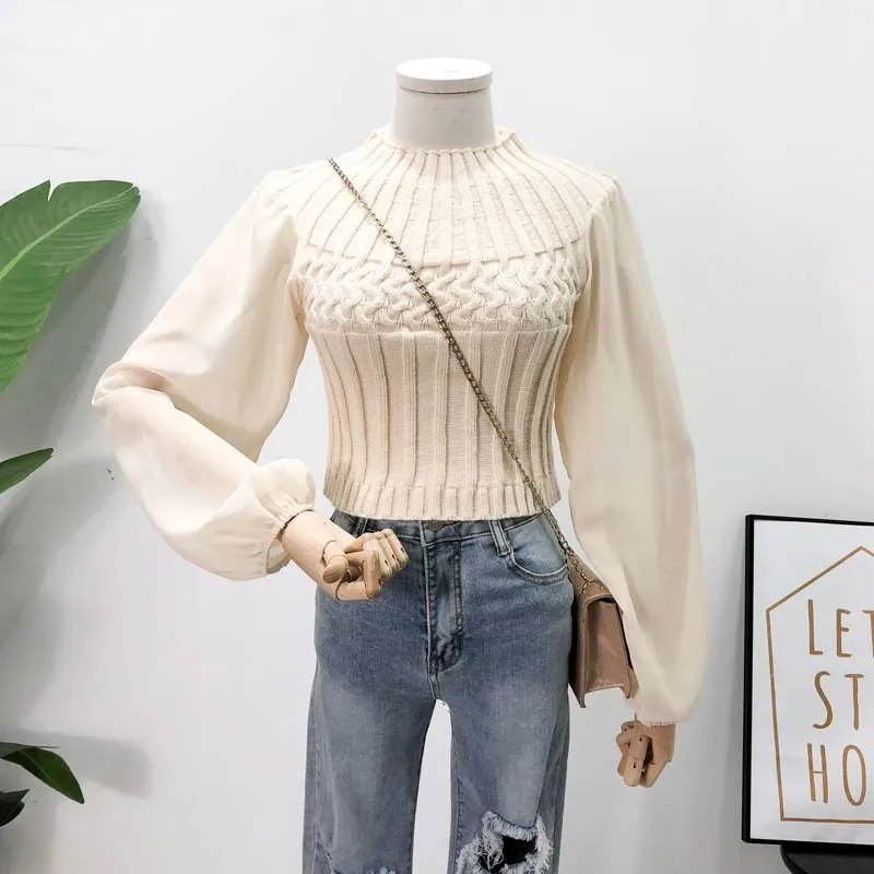 RUGOD/Винтажные модные однотонные женские короткие свитера с высоким воротником