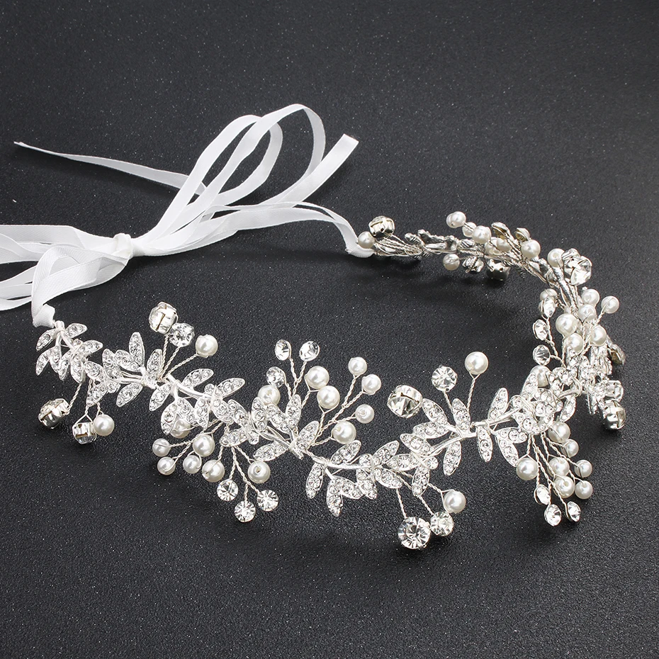 Модные свадебные аксессуары для волос, имитация жемчуга, ободки для невесты, Хрустальная корона, Цветочная элегантная заколка с украшениями, ювелирные изделия