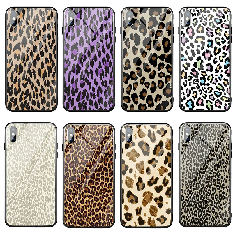 Чехлы для телефонов из закаленного стекла с леопардовым принтом тигра