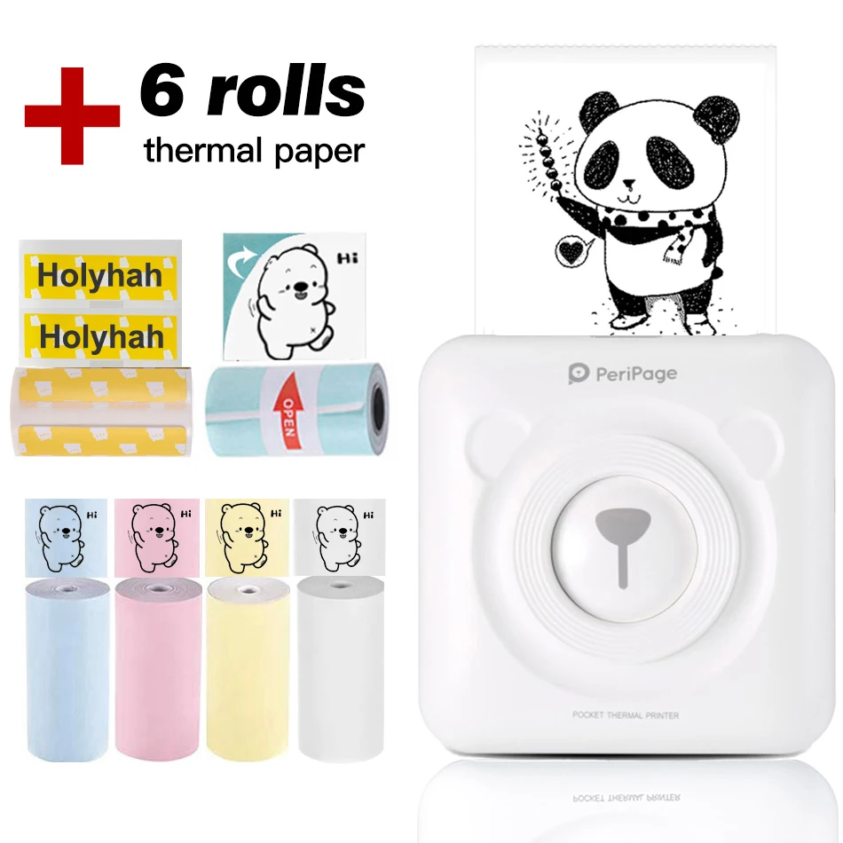 Портативный Мини термопринтер PeriPage Карманный фотопринтер 58 мм беспроводная