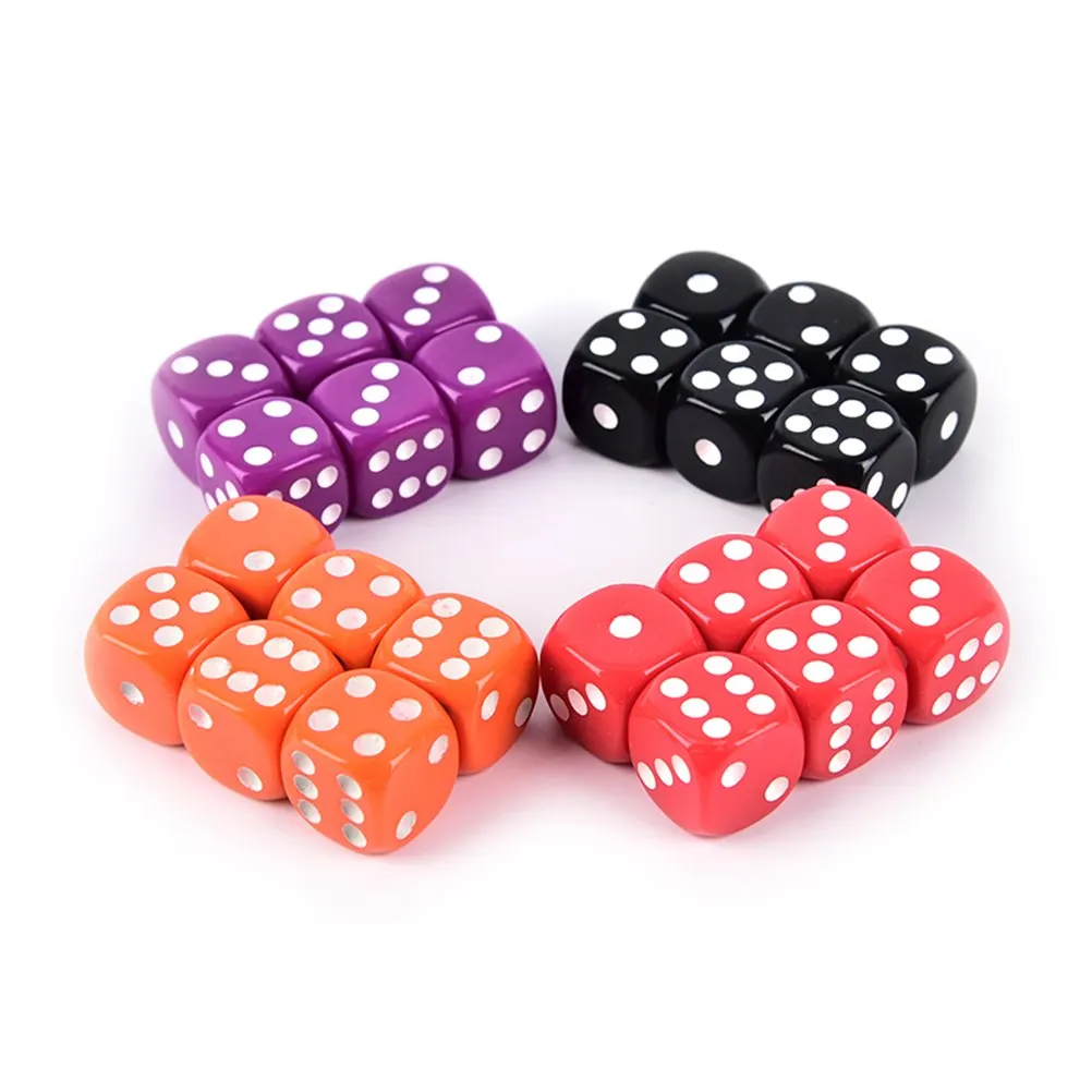 6Pcs New Sale Dices 16MM BoardGame Drinking Digital Dice Gumbling Game Rounded Corners Four-Color Transparent | Спорт и развлечения