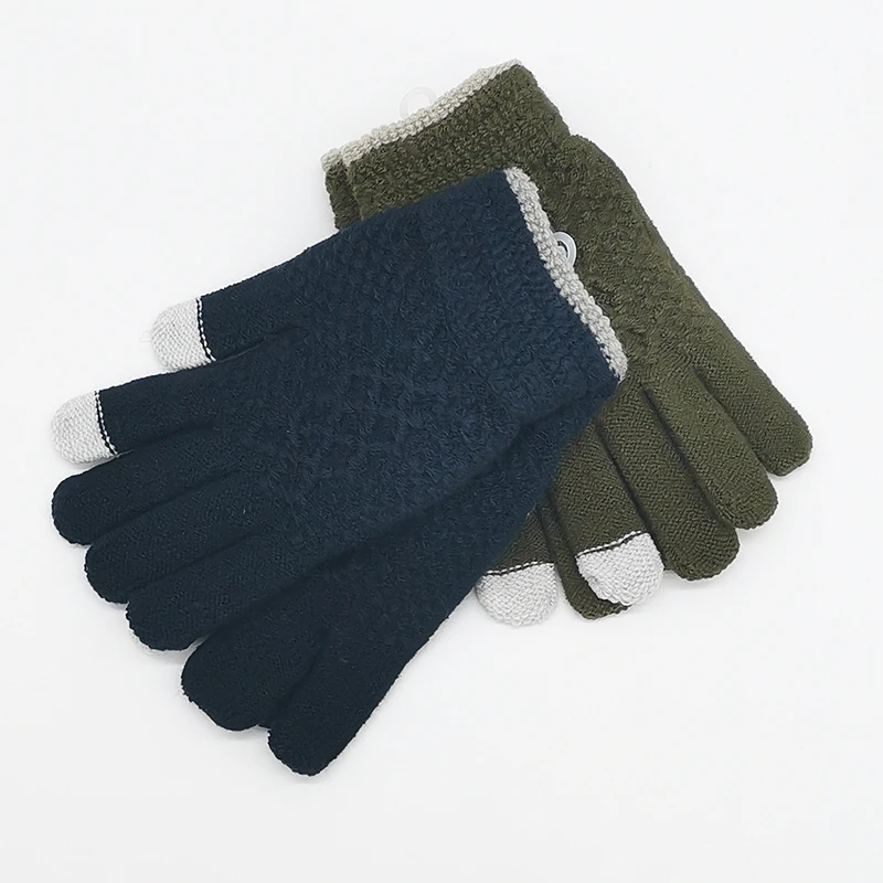 Вязаные женские и мужские зимние длинные митенки перчатки с сенсорным экраном