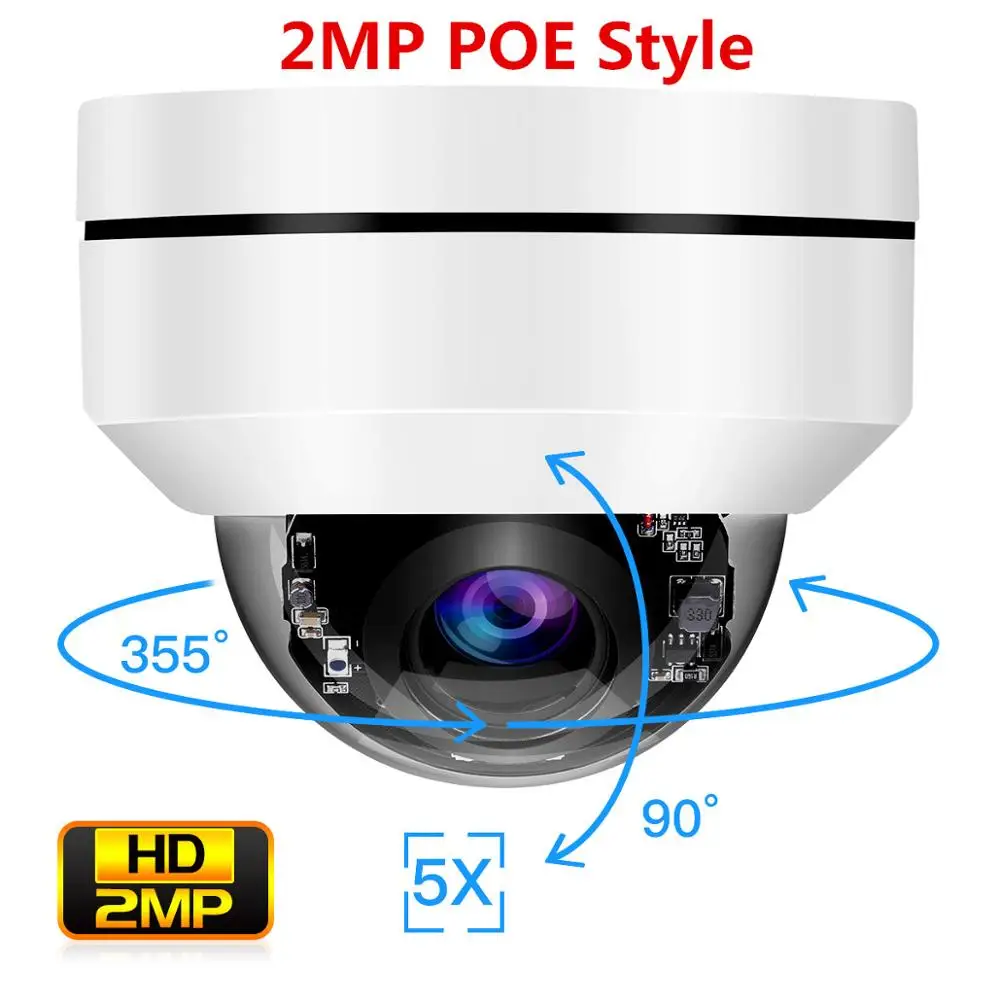 TOMLOV 2MP PTZ HD IP Camera Outdoor POE Security Dome 5X Optical Zoom Onvif Network IR Night Vision IP66 Waterproof Ipcam | Безопасность