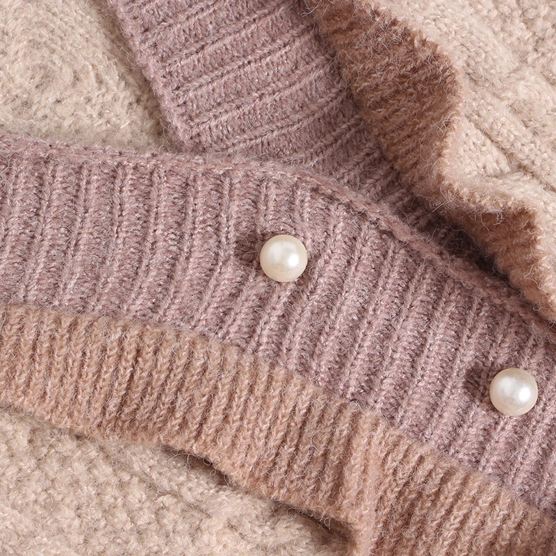 TWOTWINSTYLE женский свитер в стиле пэчворк с оборками v-образным вырезом и