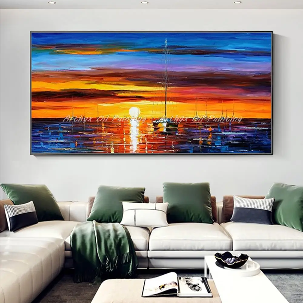 Артикс большой размер абстрактный холст искусство ручной работы нож Лодка
