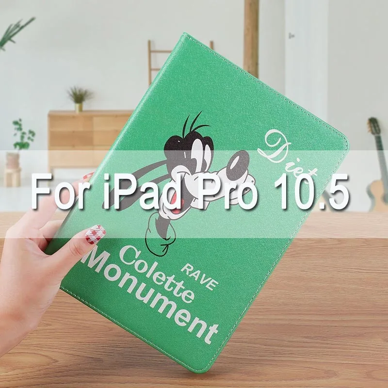 For iPad pro 10.5 Роскошный мягкий чехол из искусственной кожи, милая мультяшная собачка для iPad Air 1/2, чехол для iPad, для iPad Pro 10,5, mini, автоматическое Пробуждение/сон - Цвет: For iPad pro 10.5
