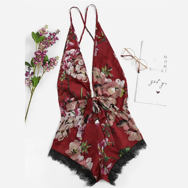 Летнее Сексуальное Женское кружевное ночное белье женские летние цветочные