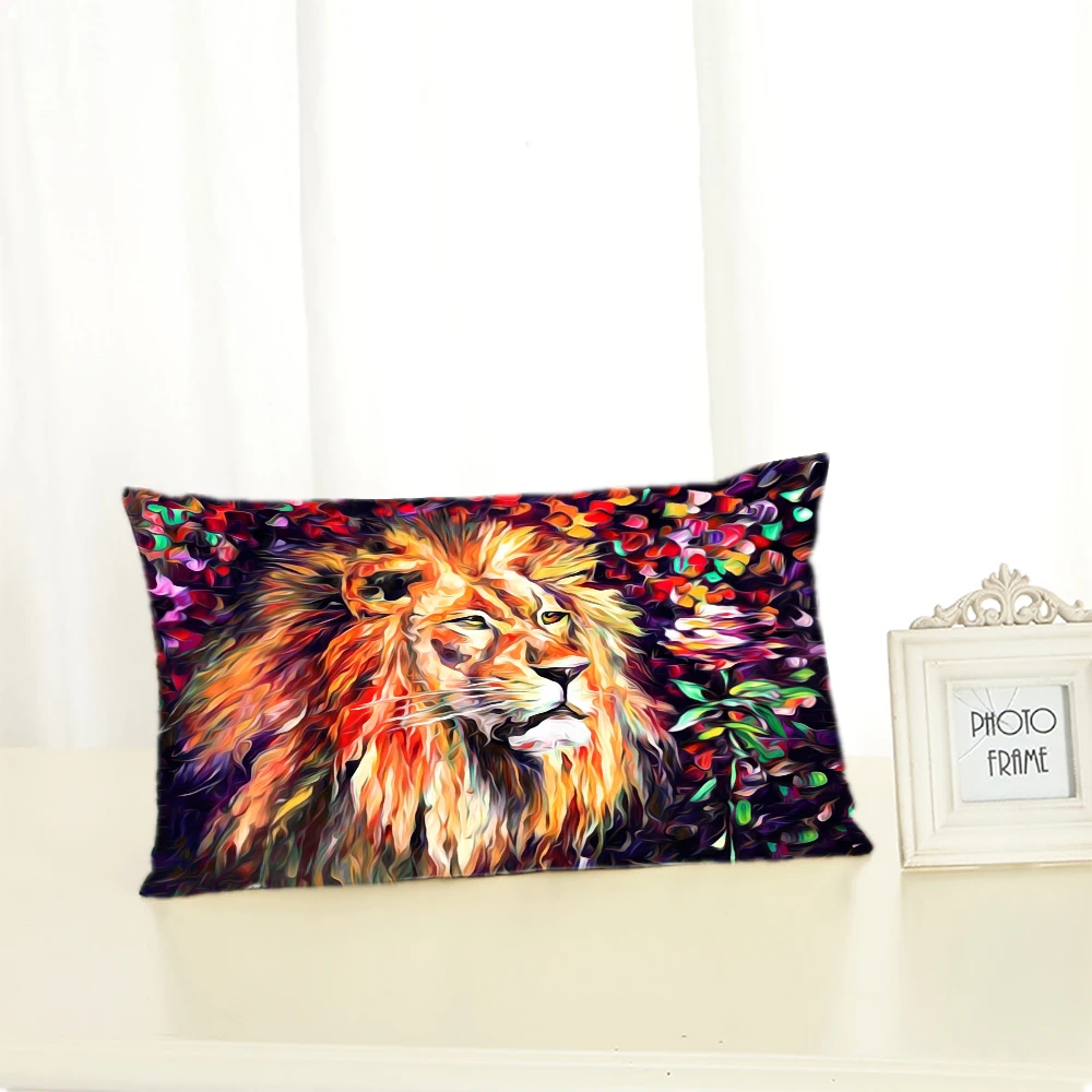 

3D Lion Dog Tiger Pillowcase Geometry Cushion Cover Polyester Sofa Cushions Decorative Throw Pillows Nordic Home Decor Pillowcov