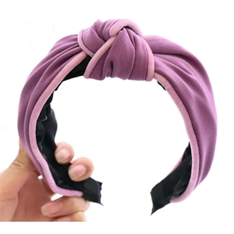 

Women New Top Knot Hairband Solid Winter Autumn Hair Accessories Handmade Wide Headband Ladies Outdoor Headdress Head Band