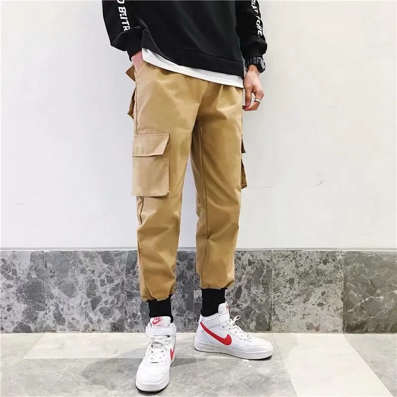 

Мужские однотонные штаны уличная карманами, сплошной цвет, брюки в стиле хип-хоп штаны-комбинезон бегуны брюки тренировочные брюки мужские