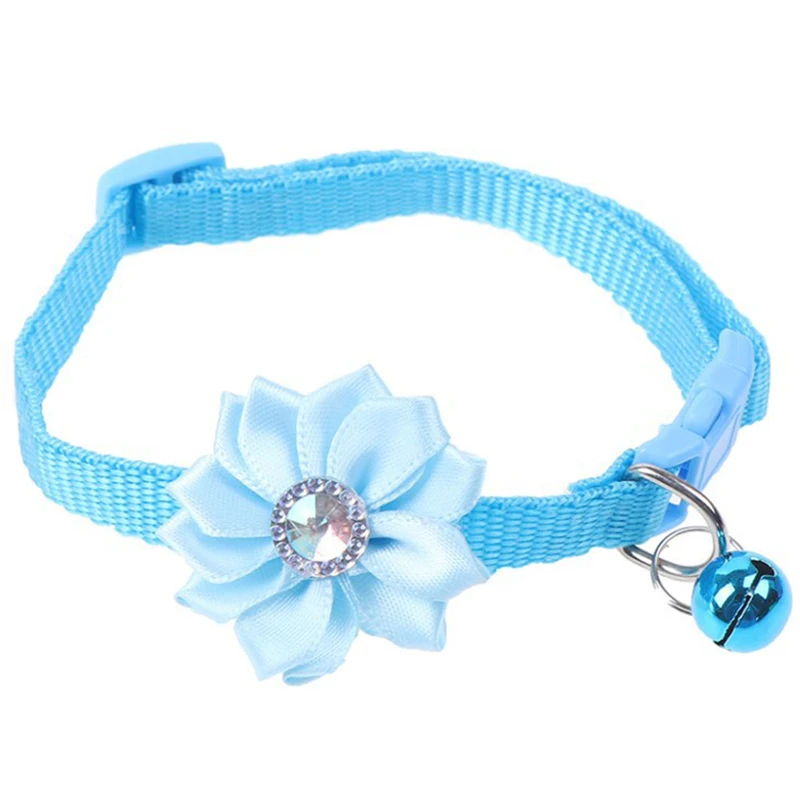 

Flower Pet Collar Adjustable Rhinestone Cute Kitten Collar Bell Dog Collar