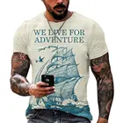 Футболка мужская с 3D принтом якоря, модная свободная тенниска с короткими рукавами, повседневная спортивная дышащая майка, уличная одежда, лето