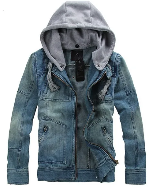

2021 New Autumn Hooded Young People Slim Fit Denim Jacket Men Casual Hat Detachable Zippers Streetwear Fashion Jeans Jacket