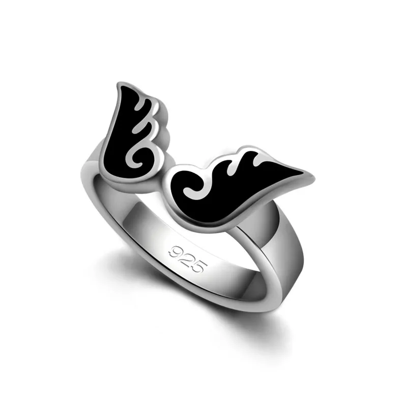 Винтажное кольцо в готическом стиле с крыльями ангела демона парные влюбленные