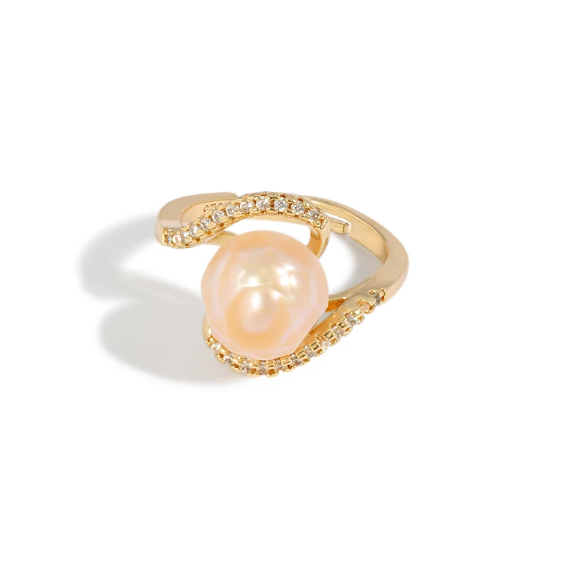 

Kfvanfi роскошное женское кольцо с натуральным жемчугом циркона 2021 Ретро сексуальное открытое кольцо для вечеринки кольцо Модное Элегантное ю...