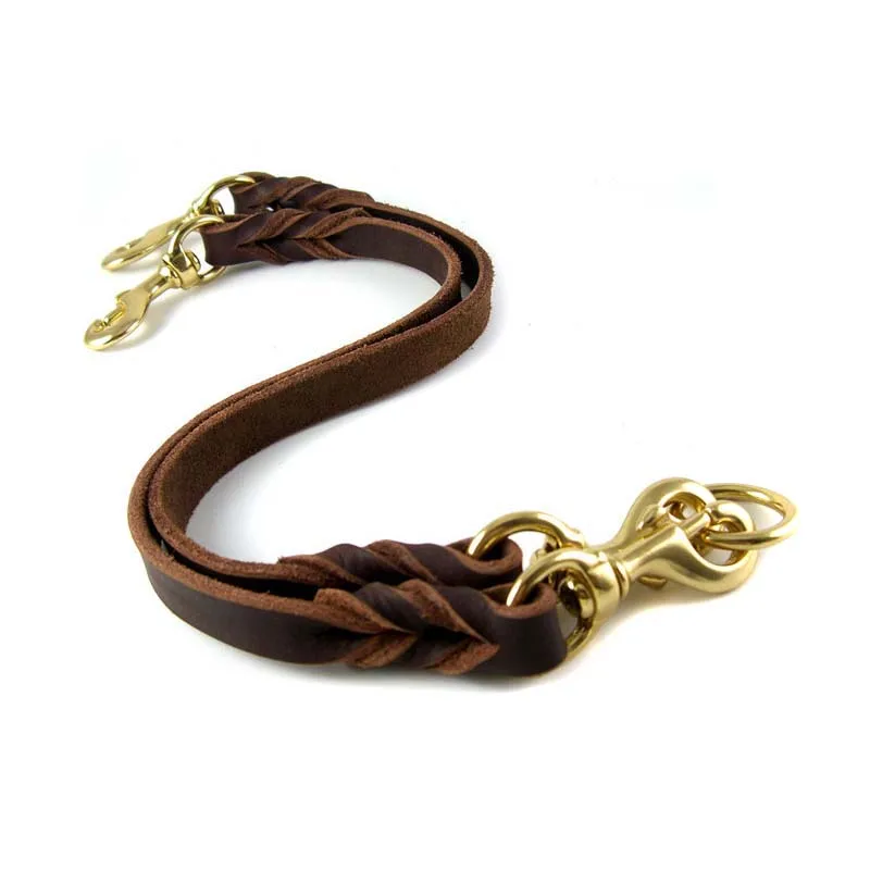 Не запутывается двойная сцепка для поводков собак съемный из натуральной кожи