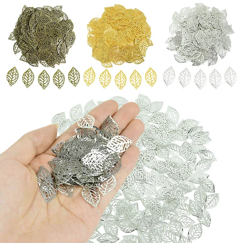 

100pcs Mini Gold Silver Metal Leaves Harms Stamping Leaf Earring DIY Handmade Jewelry Pendant Making Costume Decoration