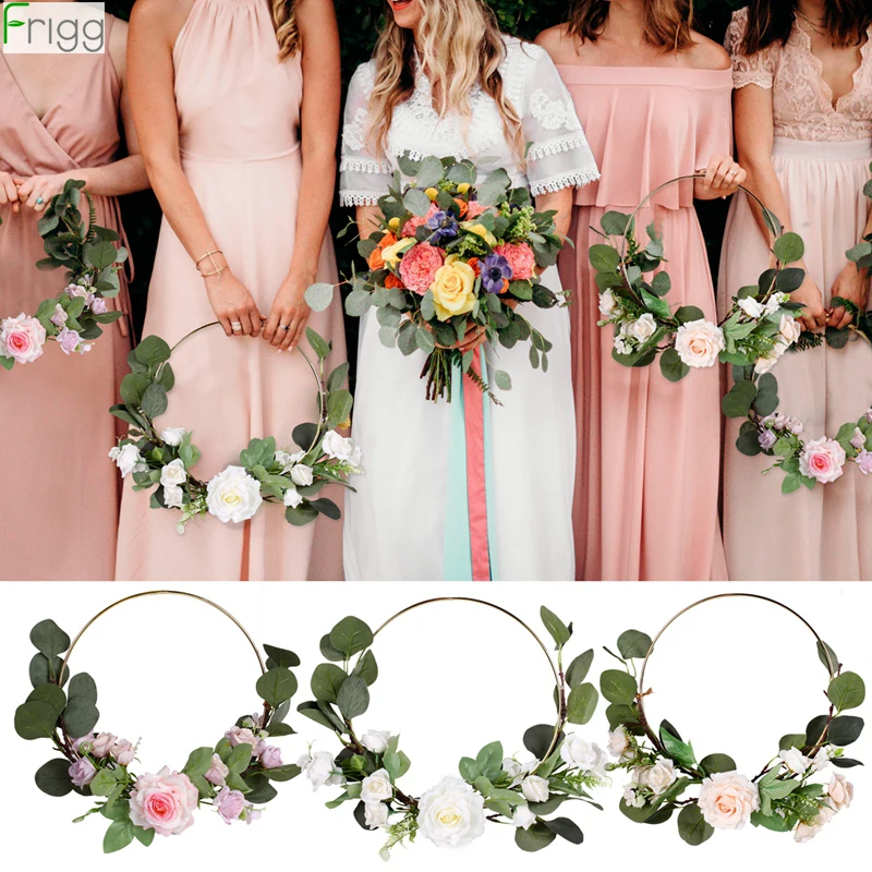 

Wedding Deco Artificial Flower Ring Portable Garland Rack Christmas Wreath Wedding Bride Handmade Flowers Weeding Party Supplies