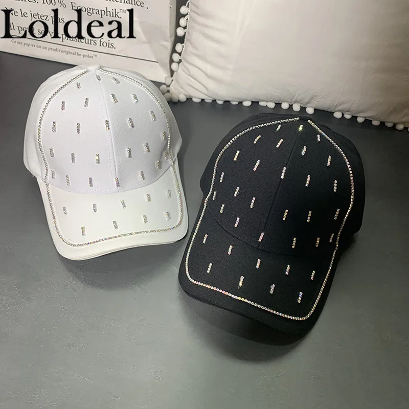 

Loldeal Women Baseball Cap Fashion Diamond Decoration Cotton Comfortable Outdoor Leisure Sports