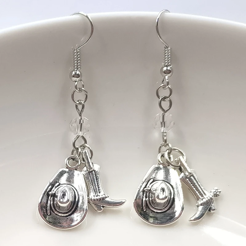 Милые эмалевые ковбойские шляпы ботинки серьги круглые женские ювелирные