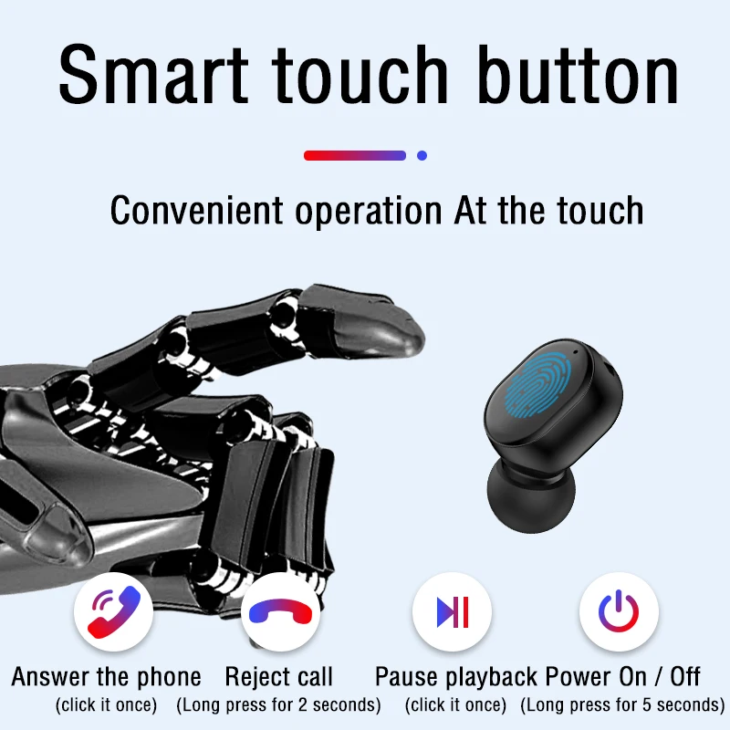 Миниатюрные наушники-вкладыши Bluetooth 5 0 гарнитура с сенсорным управлением и
