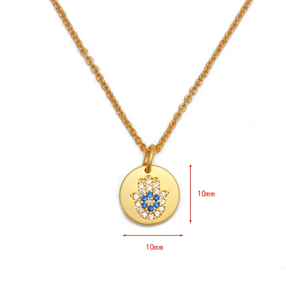 Ожерелье с подвеской Lucky Eye руки Хамса Золотая цепочка медное микро-ПАВЕ ожерелье