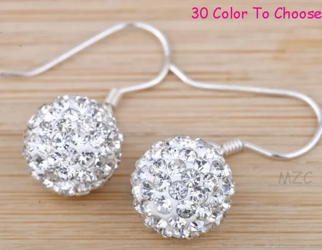 

rt45an Mix Color DHL Free 10mm Hot Studs Earrings Micro Pave Disco Ball beads hot best Clay Jewelry crystal