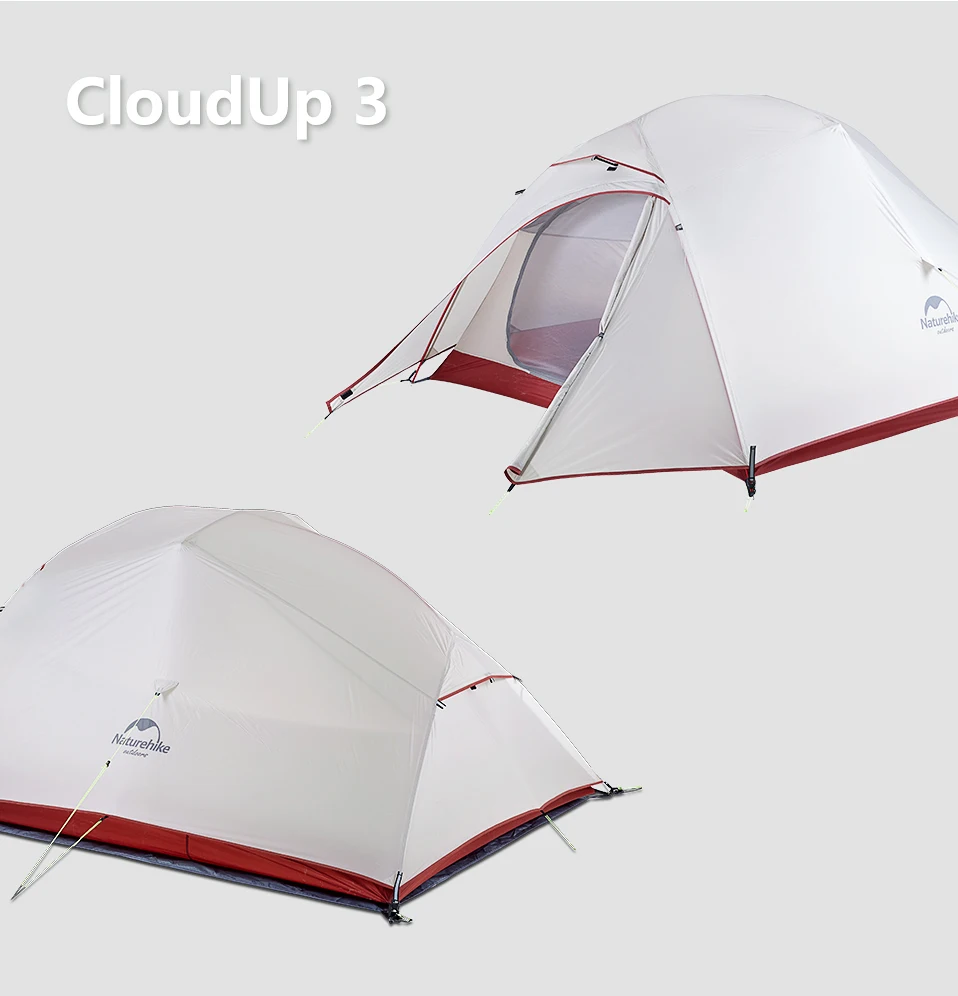 Серия Naturehike Cloud Up, Ультралегкая походная палатка, водонепроницаемая, походная палатка 1,2, 3 человека, альпинистская палатка с бесплатным ковриком