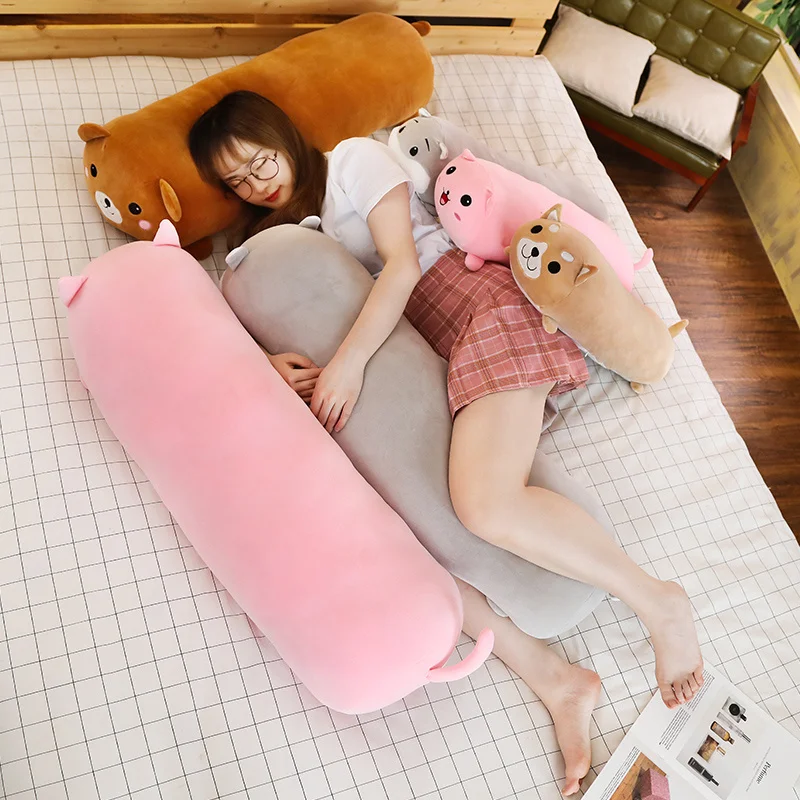 

Long Animals Plush Toy Stuffed Squishy Animal Bolster Pillow Dog Cat Shiba Inu Plushie Toy Sleeping Friend Gift for Kid Children
