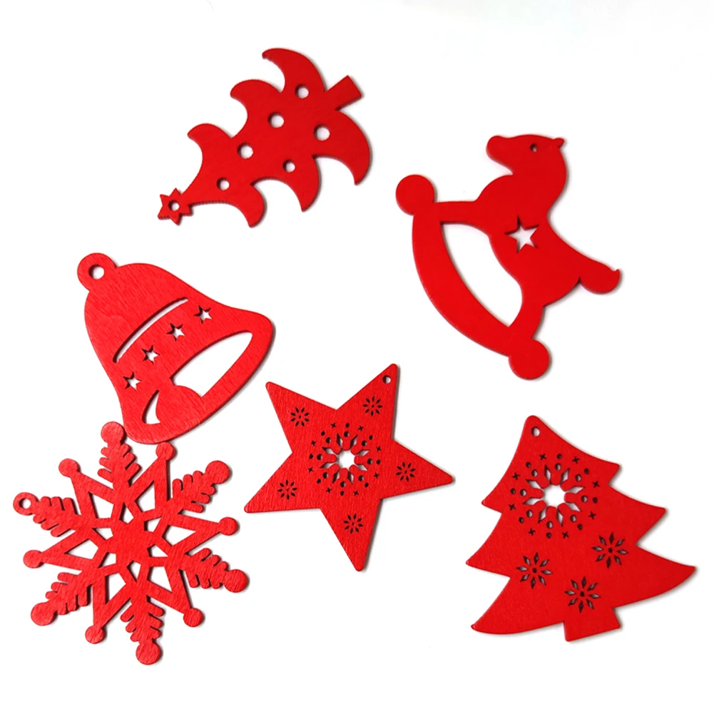 10pcs Christmas Deer Angle Hole Wood Decoration For Home With Santa Wooden Xmas Kid Toys Gift Ornament New Year | Дом и сад