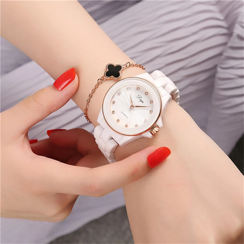 Керамические кварцевые часы женские роскошные брендовые модные стальные