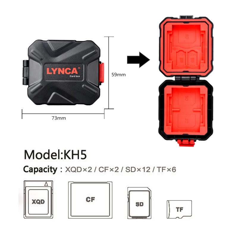 KH5 LYNCA держатель карты памяти чехол для XQD CF SD сим-карта TF Водонепроницаемая защитная коробка для хранения держатель Органайзер - Цвет: KH5