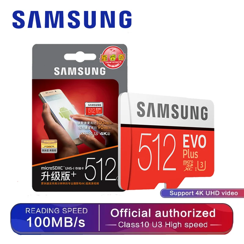 Карта памяти SAMSUNG Microsd 64 Гб 128 ГБ 256 512 100 МБ/с./с Class10 EVO Plus Micro SD 32 карта TF SDHC SDXC Mini Flash