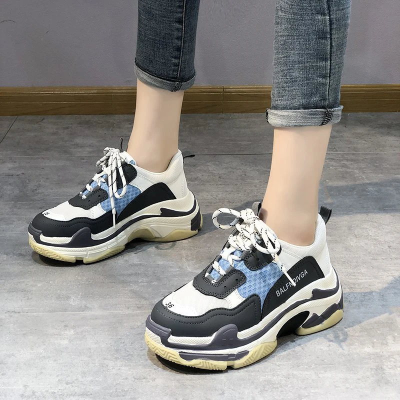 

Blue Sneakers Women 2021 Casual Vulcanized Platform Shoes Fashion Spring Summer Comfortable Dad Chunky Sneakers Ladies Shoes