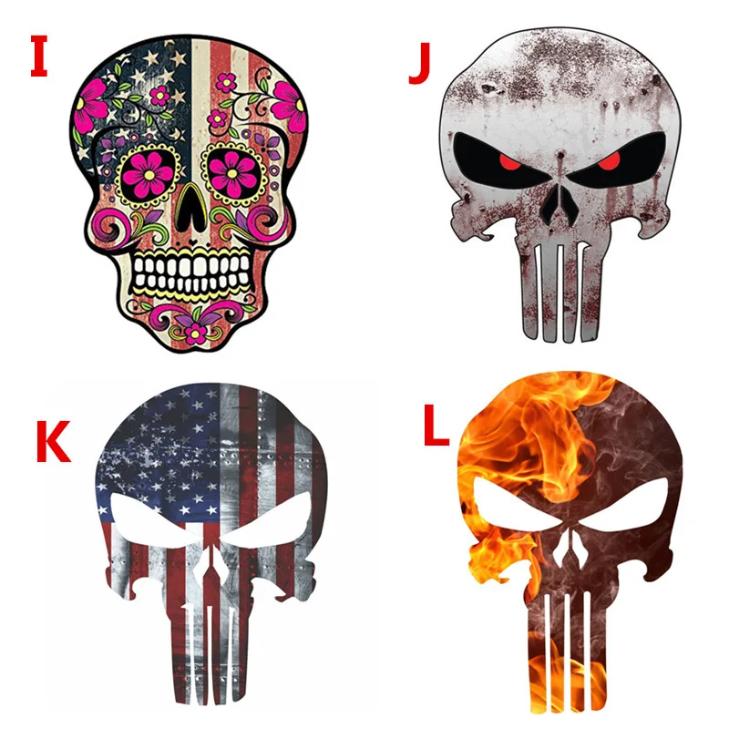 

Personalized skull sticker reflective printing ghost body sticker Punisher graffiti flag skull car sticker auto parts