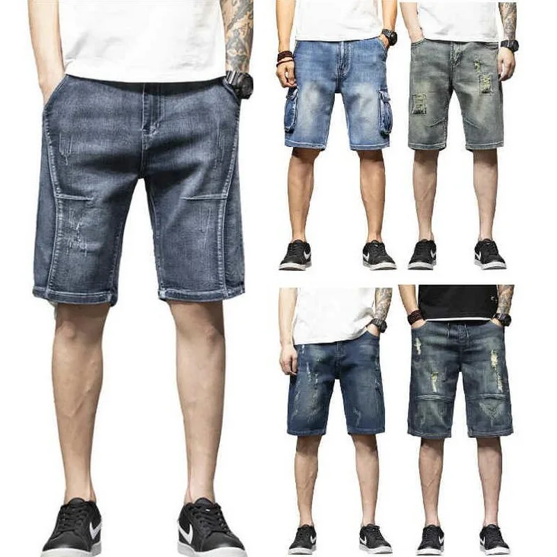 Brand Mens Jeans Denim Shorts Cotton Cargo Shorts Loose Baggy Bermuda Beach Boardshort Shorts More Styles