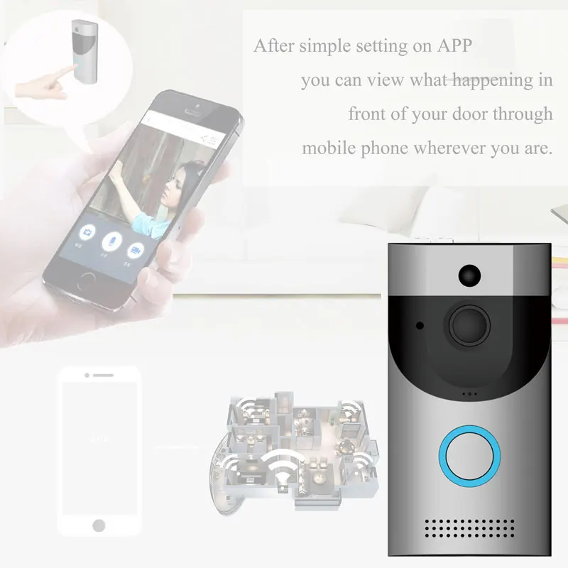 Умный дом беспроводной дверной звонок Камера домофон PIR сигнализации Ночное