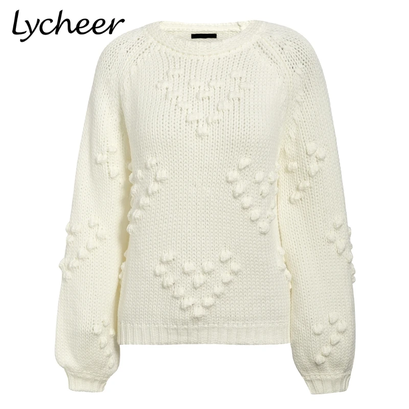 Lycheer Thick women pullover sweater Autumn winter O-neck female Casual streetwear long sleeve ladies jumper | Женская одежда